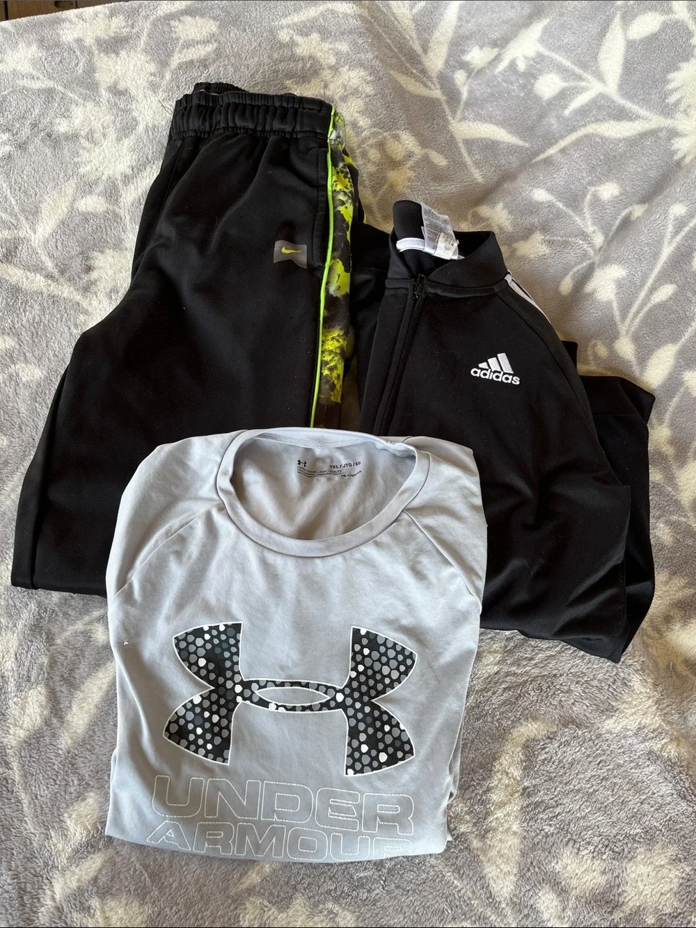 Boys Athletic Bundle - Nike pants/Adidas Zip Jacket & UA Tee-Size XL